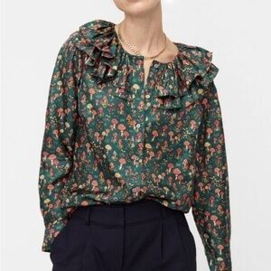 J.crew collection mushroom ruffle blouse medium